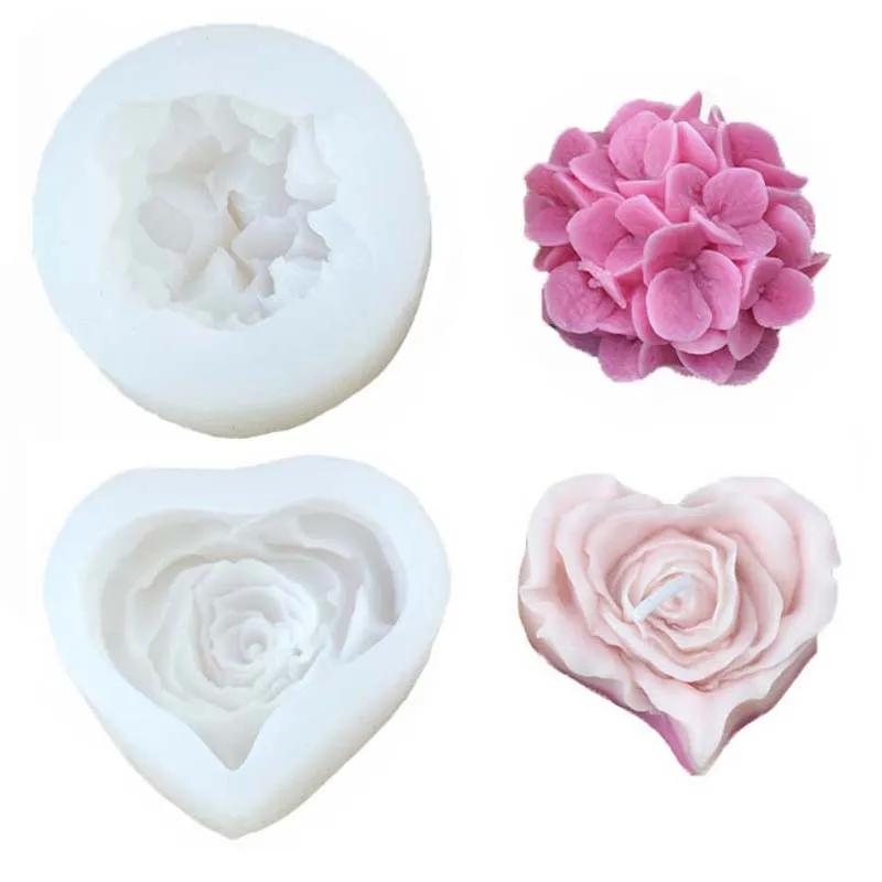 3D Love Rose Silicone Candle Mold Handmade Flower Crafts Resin Plaster Soap Molds for Valentine's Day Decoration Gift