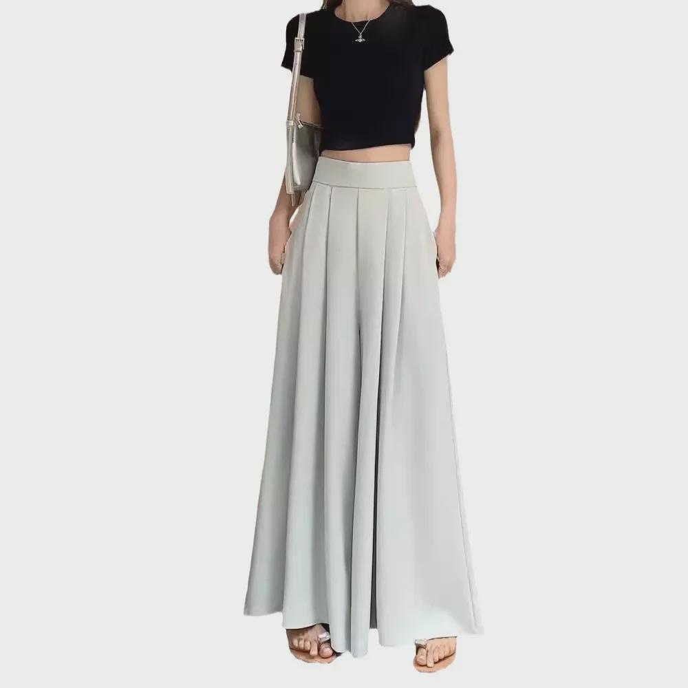 Korean Style 2024 Wide-Leg Women's Skirt-Pants: Super Loose Summer Casual Draped Swing Design