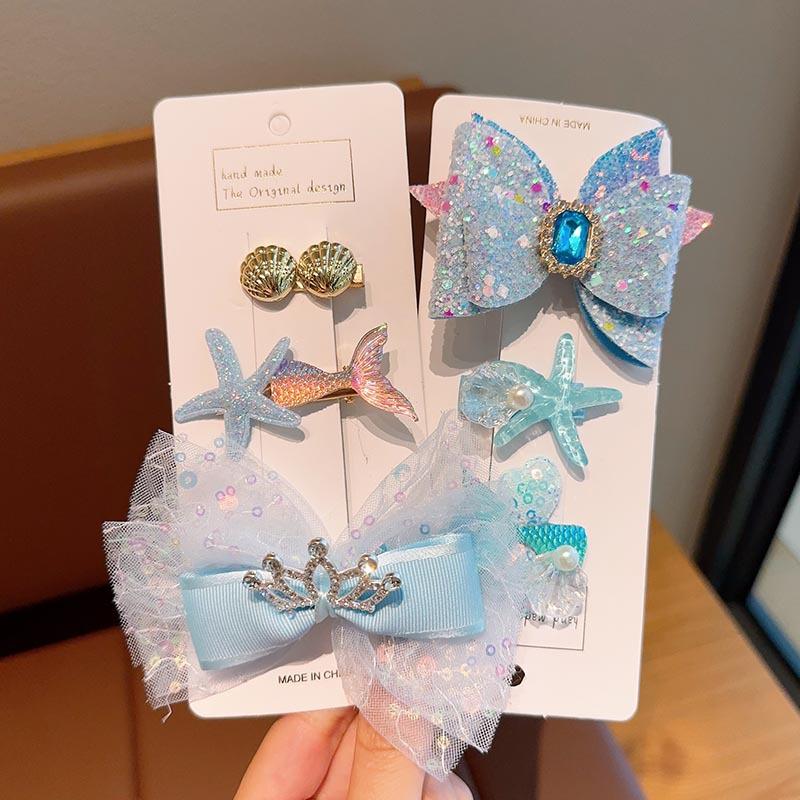 Children Ocean Series Hairpin Mermaid Tail Shell Princess Hair Accessories Baby Headwear for Girls Butterfly Crown Hair Clip