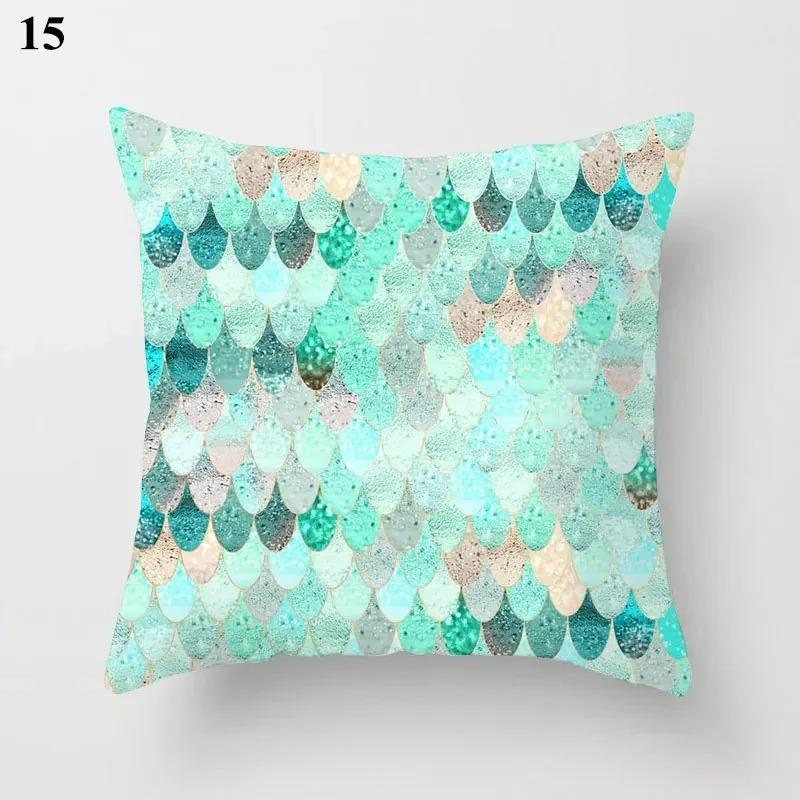 Housse de coussin géométrique, décoration de lit moderne, vert menthe, bleu, pour canapé élégant
