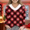 Christmas Day Girls Long Sleeve T Shirts Kids  Girls' V-Neck Tee Christmas Print Long Sleeve Top