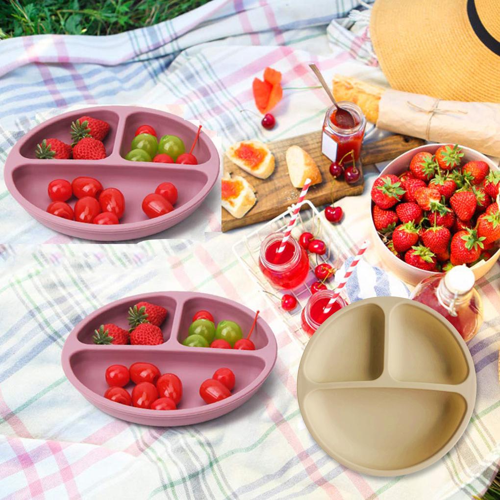 Silicone Divided Kitchen Dining Storage Plate Infant Dinnerware Toddlers Adults Washable Reusable Eating Training Dish