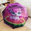 1pc Purple Unicorn Umbrella Portable Folding Umbrella Iron Frame Hole Bone Structure Outdoor Home Umbrella
