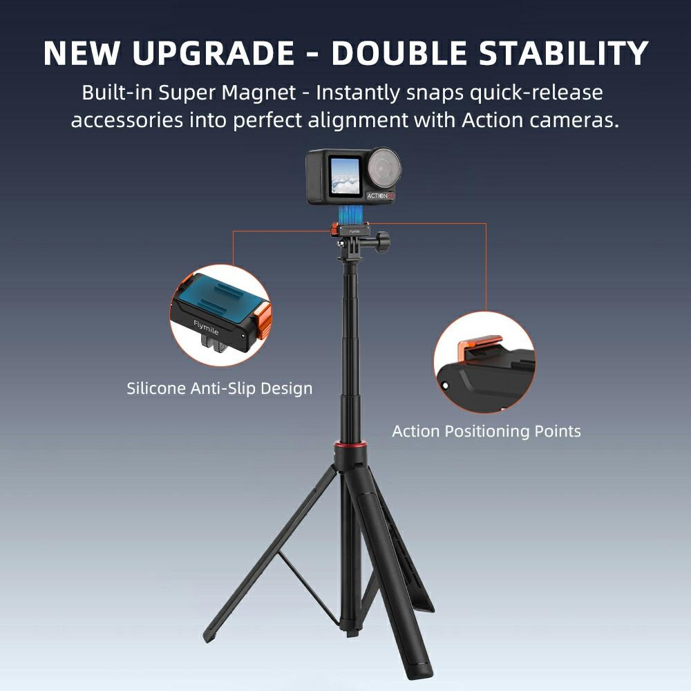FLYMILE For DJI Osmo Action 5 Pro/Action 4 Magnetic Mount 1/4 Quick Release Base with Dual Expansion Ports