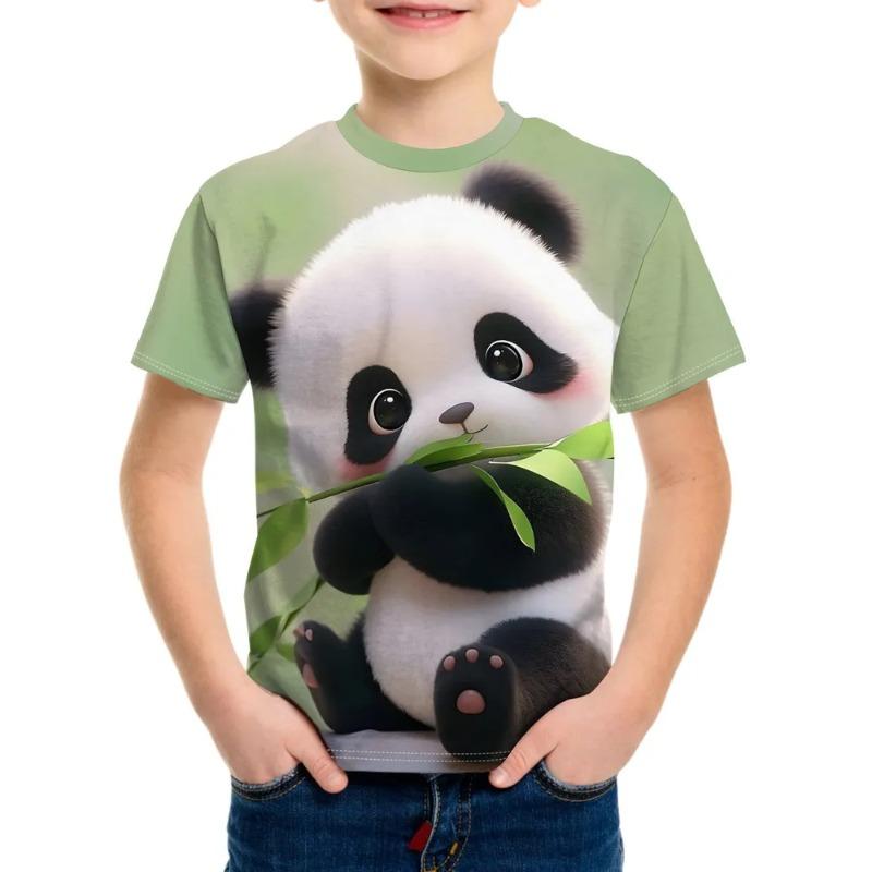 Camiseta de Verano para Niños con Estampado 3D Cuello Redondo Moda Versátil Transpirable Tendencia Casual