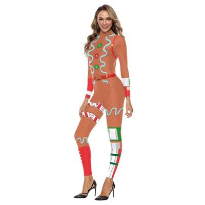 Animated Gingerbread Man Game 3d Printing New Sexy Christmas Bodysuit Role Playing Bodysuit Adult Stage Party Costume