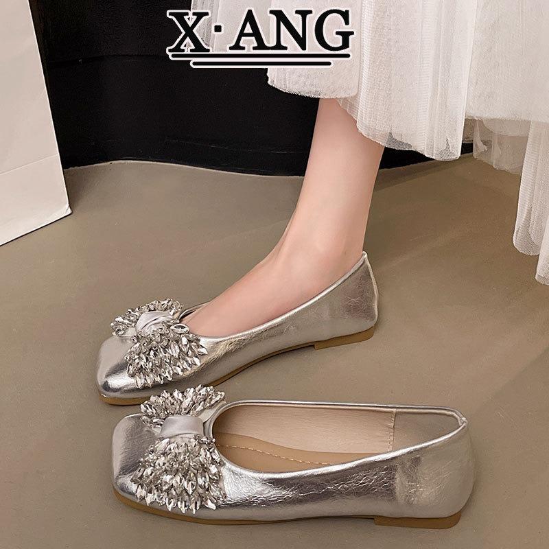 Square head soft sole not tired feet women's shoes leather Mary Jane shoes new summer skirt flat single shoes