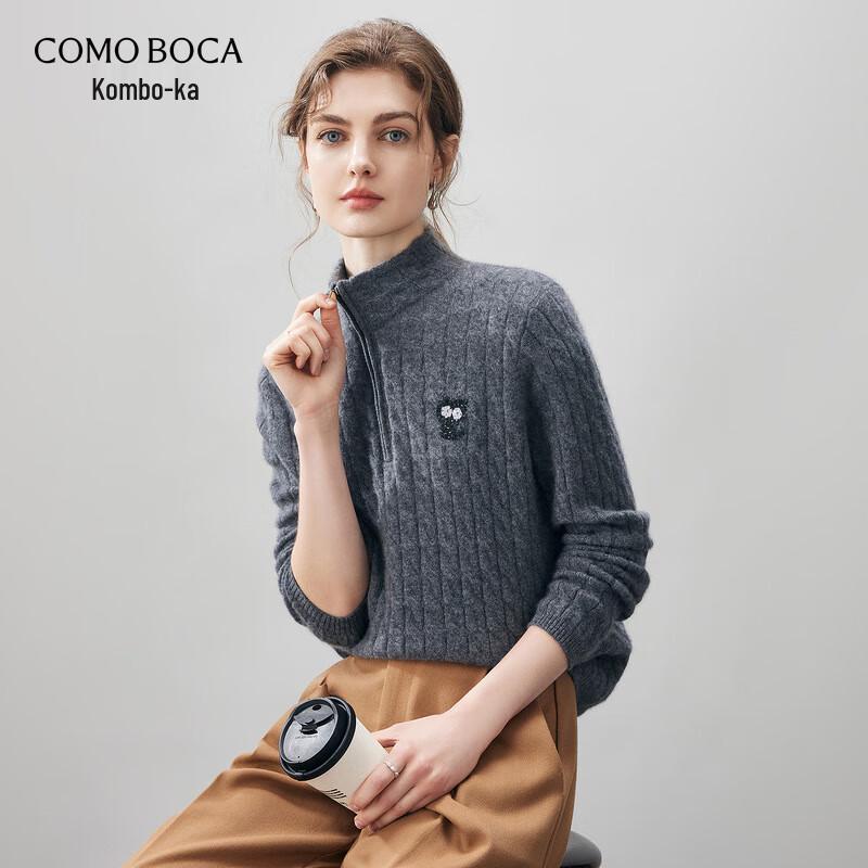 

Komom Boca Women s Cable Knit Cashmere Blend Half-High Collar Sweater XL