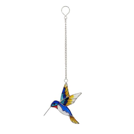 Hummingbird Sun Catcher Stained Glass Hummingbird Suncatcher Colorful Bird Hanging Decoration for Windows Garden Yard Outdoor