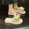 New Slippers In Summer, Women's Fashion Outer Wear, Thick-soled Bows, Soft-soled Comfortable One-word Slippers