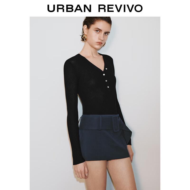 UR Women's Slim V-Neck Long Sleeve Knit Top