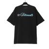 T-shirt in cotone puro a doppia filatura, lavata e invecchiata, con stampa di lettere Vetements, versione alta transfrontaliera, per uomo e donna