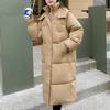 BITCED Long Down Jacket with Quilted Cotton Lining - Women's Loose-Fit Winter Coat - Thickened Cotton-Padded Outerwear