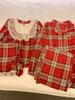 Korean Couple's Red Plaid Lace Long Sleeve Pajamas