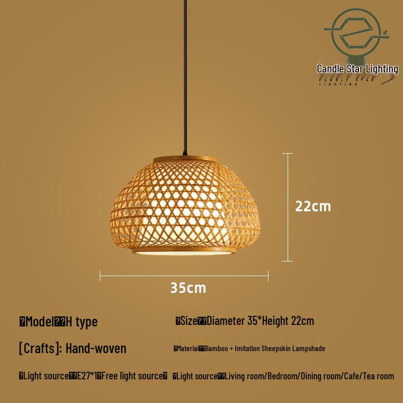 Zen Style Bamboo Rattan Pendant Light for Tea Rooms and Restaurants