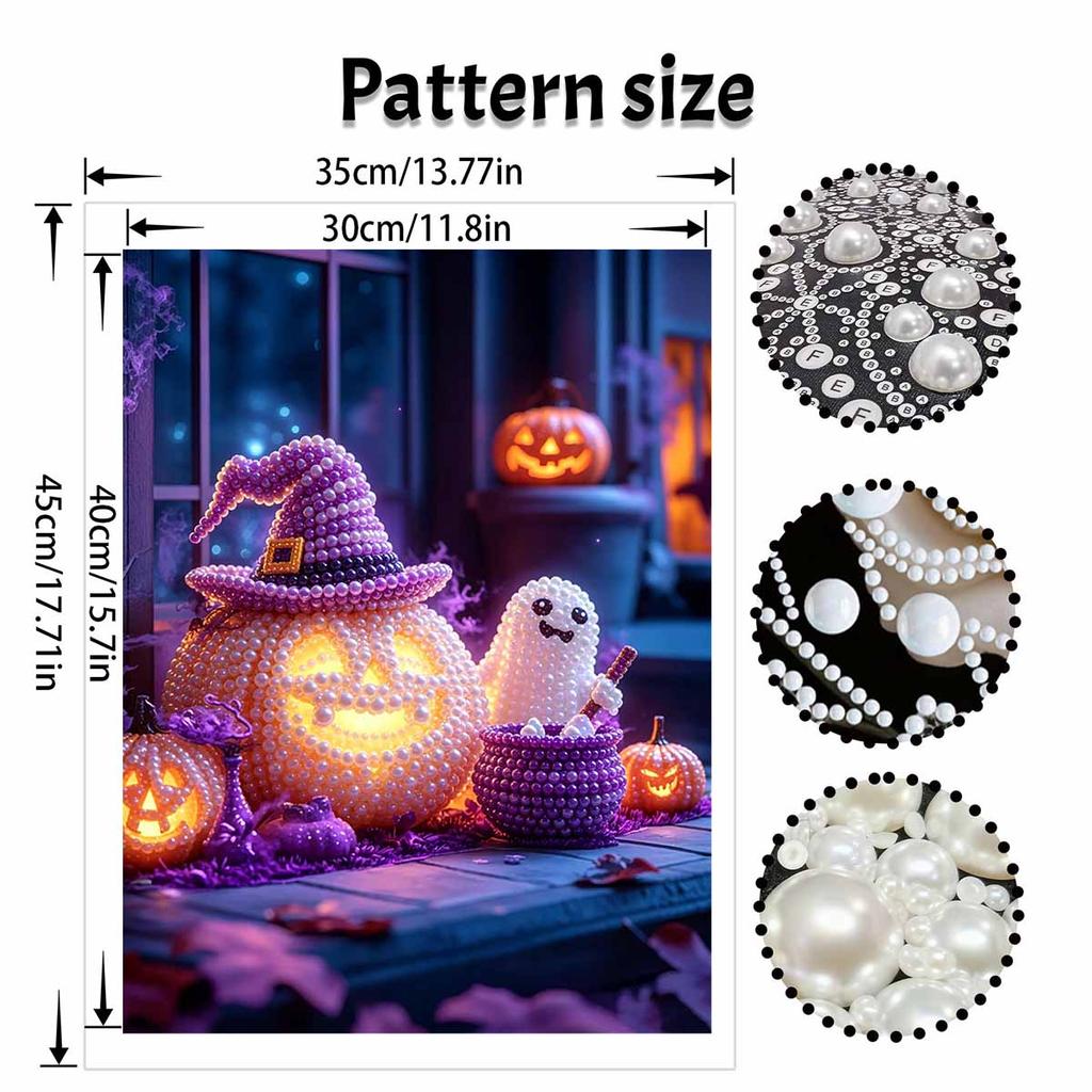 Halloween pumpkin pearl painting handmade diy art pearl home decoration painting