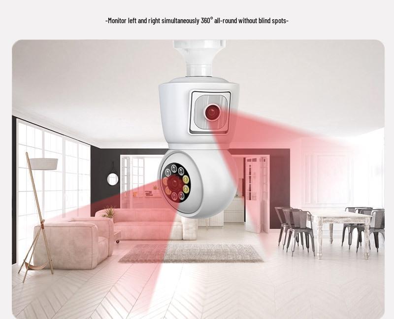 E27 Dual Lens Night Vision HD WiFi Camera with Full Color & Dual View