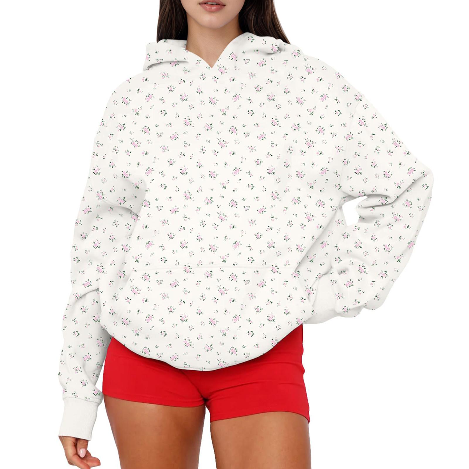 

Женская мода, женский легкий пуловер с длинными рукавами и карманами, толстовка с капюшоном в стиле консервативного стиля XL белый