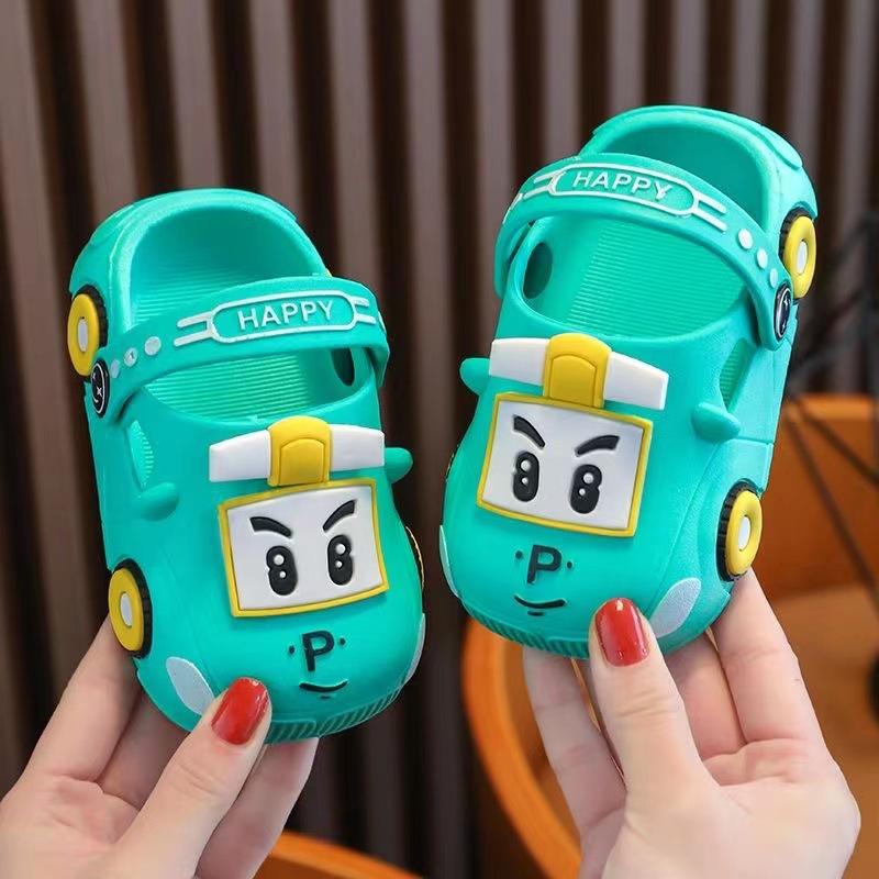 New Children's Slippers Summer Boys' and Girls' Cartoon Car Baby Slippers Indoor and Outdoor Anti Slip Soft Sole Slippers