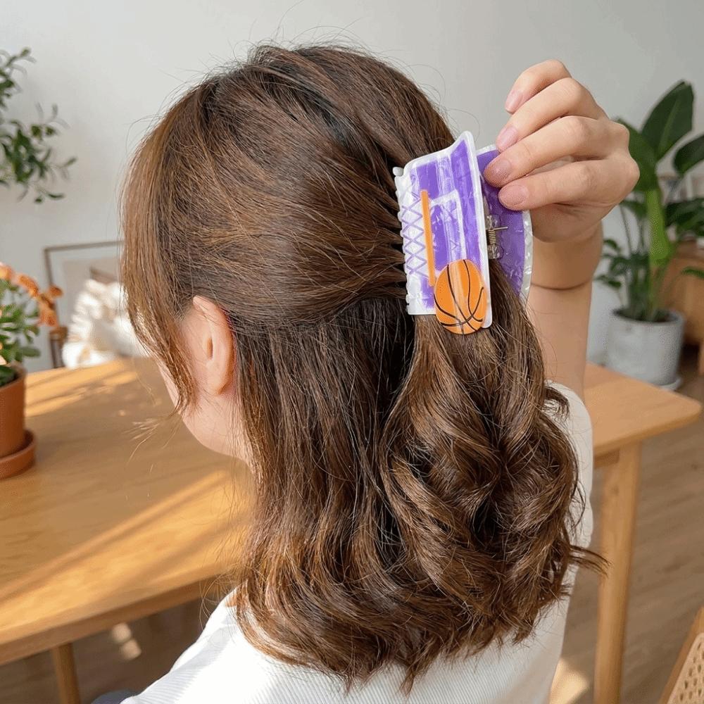 Trendy Style Basketball Print Hair Claw Creative Design Football Hair Clip Casual Wear
