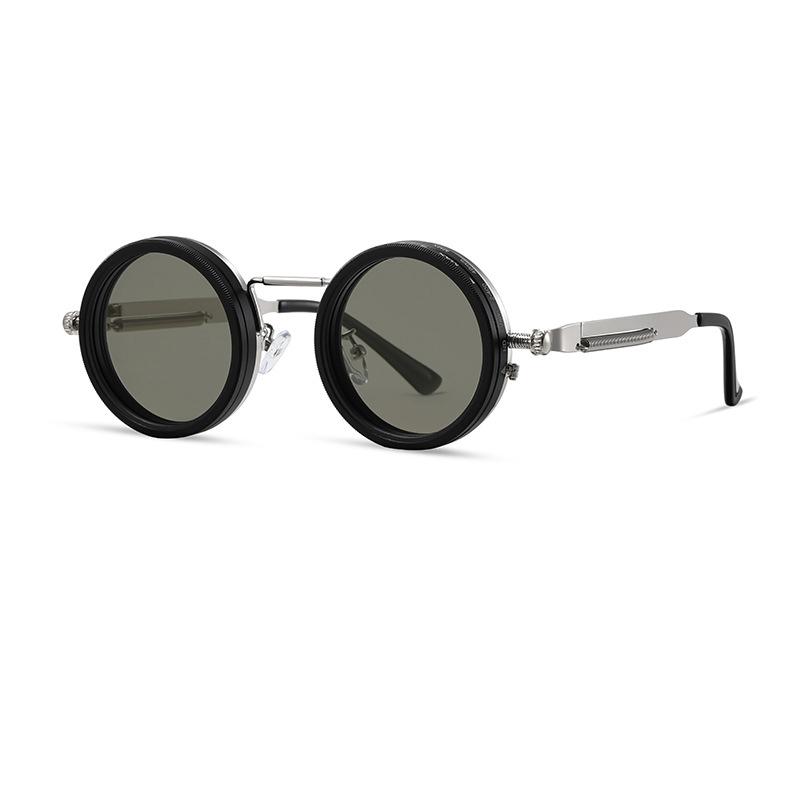 

Steampunk Sunglasses Man Fashion Round Polarized Sun Glasses Women Luxury Brand Vintage Adjustable Brightness Rotate UV400 SH9103 серебряный