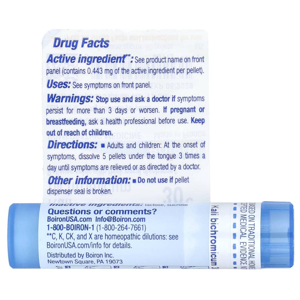 Kali Bichromicum, 30C, Cold Relief, Approximately 80 Pellets