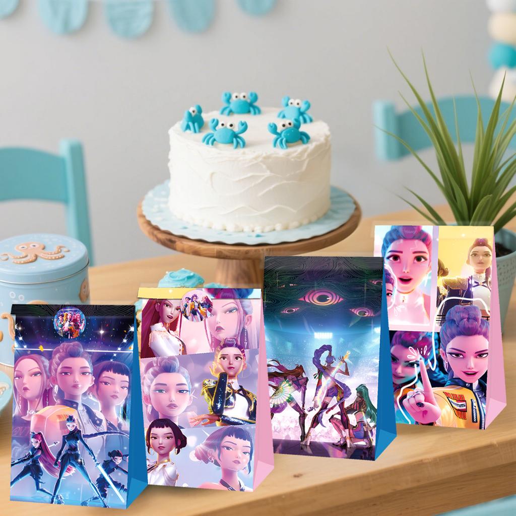 Themed Candy Bag Gift Bag Kraft Paper Bag Sticker Closure Party Decorations