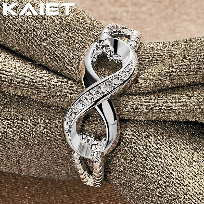 925 Sterling Silver 8-Word Inlaid Crystal 7-10 Ring for Women Fashion Jewelry