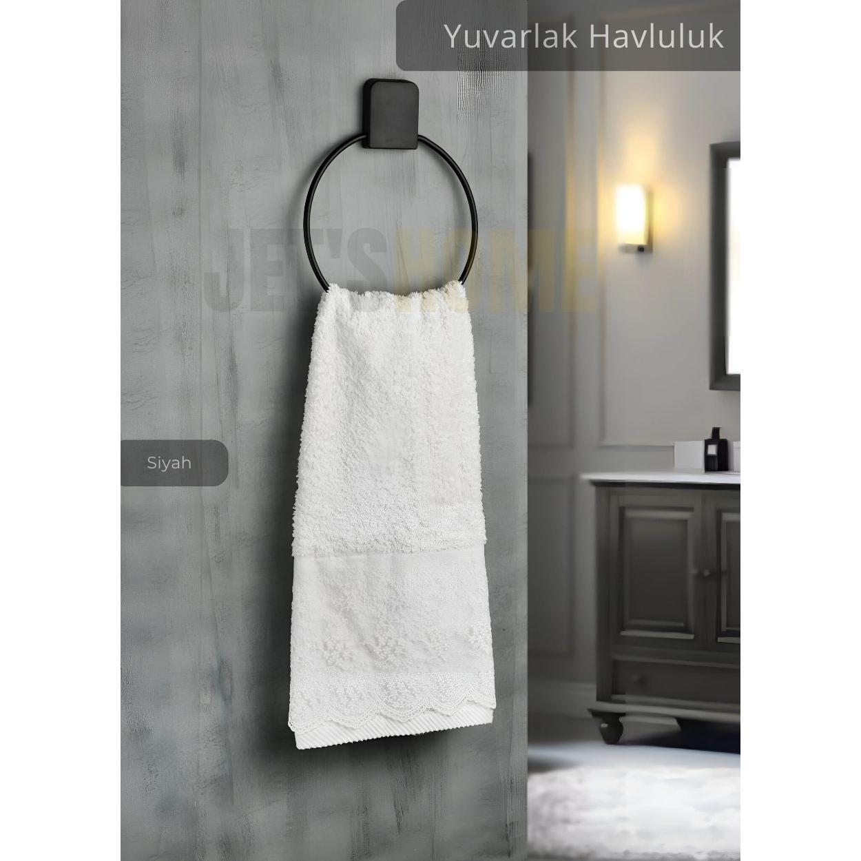 

Round Towel Rack Stainless Steel Bathroom Towel Organizer Black