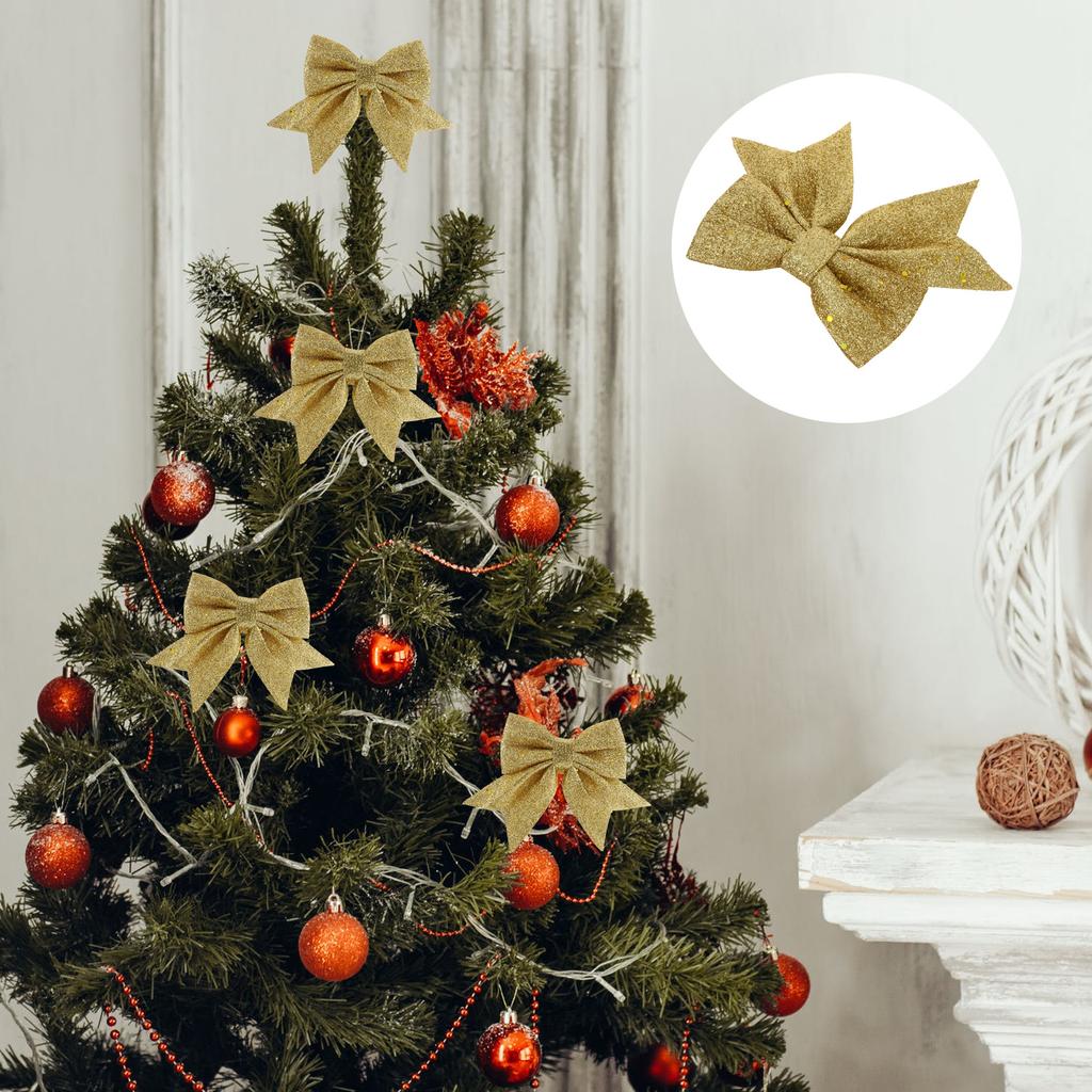 4Pcs Butterfly Knot Decor Christmas Tree Bows Small Bow Ornaments Festive Gift Decorations for Holiday Events Christmas Tree Bow