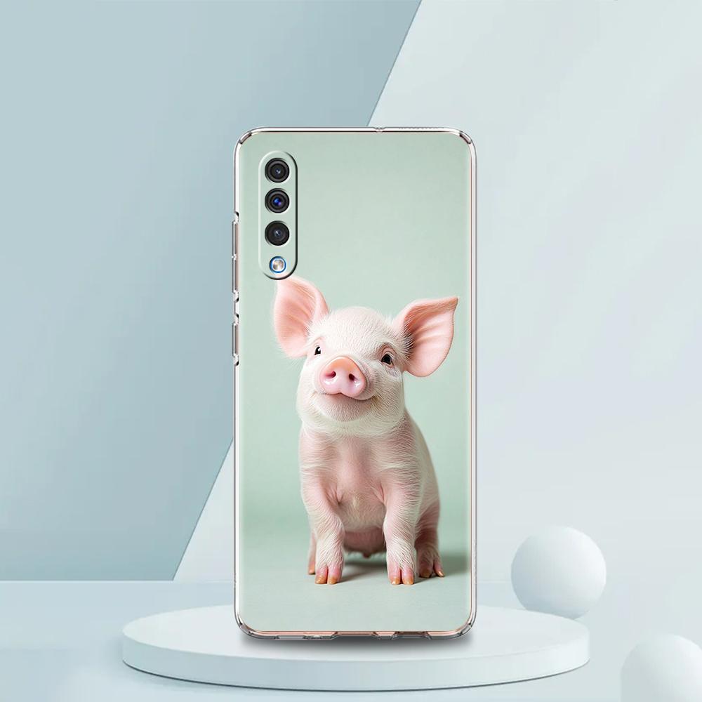Transparent Phone Case for Samsung Galaxy A16 A14 A12 A22 A24 A42 A02 A03S A06 A20 A30 A40 Soft TPU Cover Cute Pig Pattern Capas