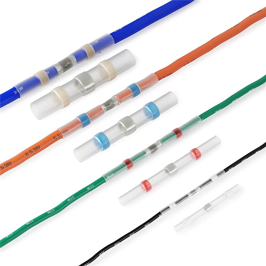 Waterproof Solder Sleeve Heat Shrink Butt Wire Splice Connector 16-14 AWG 100pcs