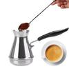 Mokkakanne aus Edelstahl mit langem Griff, europäischer Kaffeekessel, Butterschmelztopf, Kaffeeutensilien, türkische Kaffeekanne, Küchengeräte
