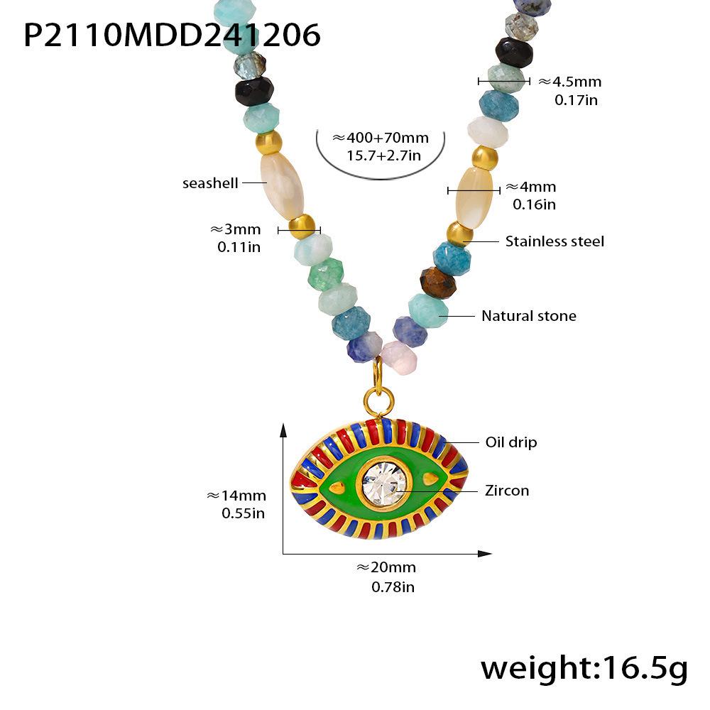

1 шт. Непал Креативное Око Дьявола Натуральный Камень Бусы Ожерелье Этнический Стиль Персонализированная Нержавеющая Сталь Циркон