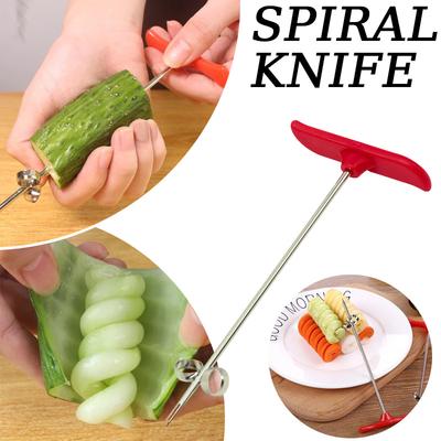 Vegetables Spiral Knife 1pc Potato Carrot Cucumber Chopper Stainless Steel Manual Spiral Carving Cutter Kitchen Tray Decoration
