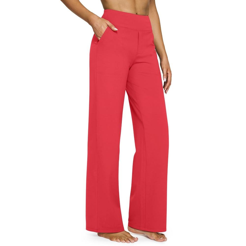 Pantaloni Casual a Vita Alta Gamba Dritta Tasche Ampie Pantaloni Yoga Donna Vestibilità Rilassata Pantaloni Sportivi