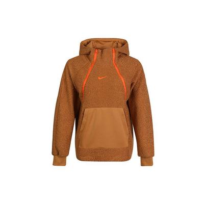 Sports Casual Logo Sherpa Pullover Sweatshirt Women Sweatshirt Brown DC5141-281