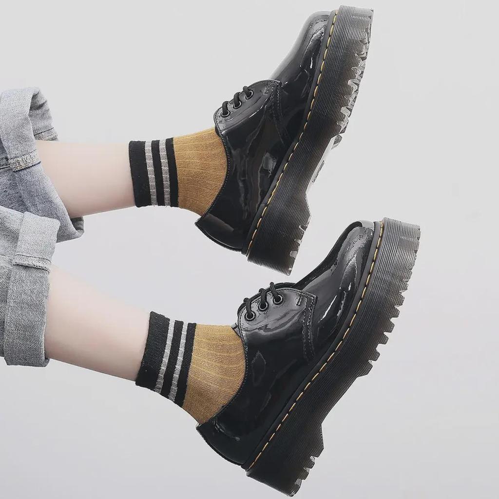 Aibiden 1461 Damen Plateau Lackleder Kurzstiefel mit runder Spitze