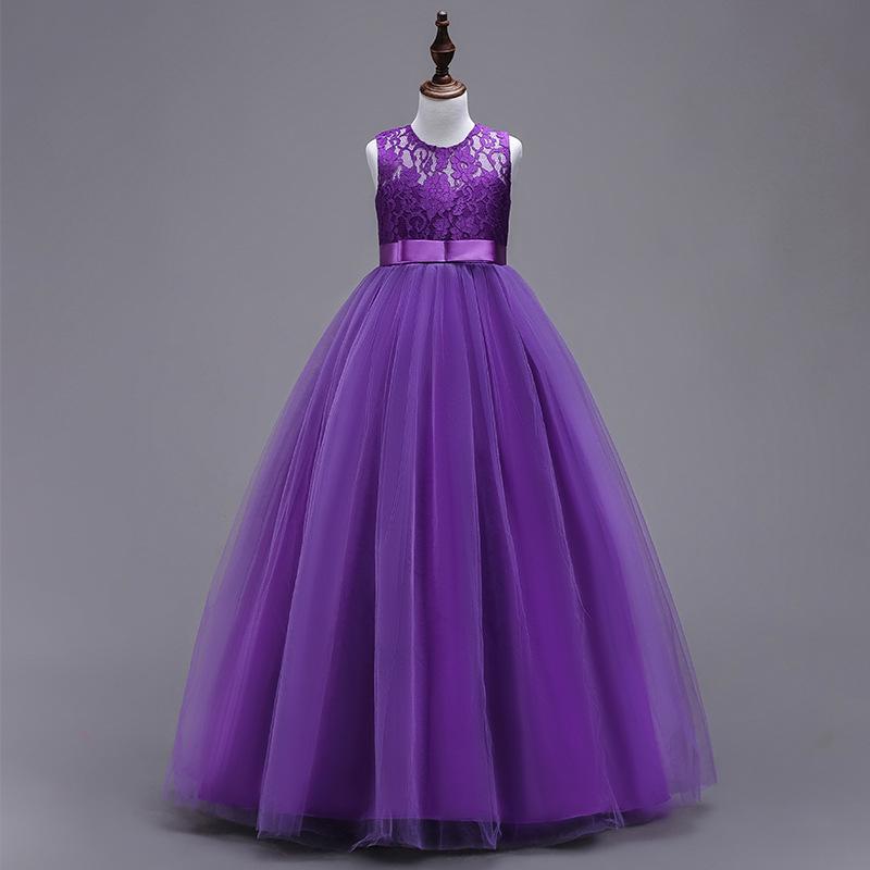 Children's Formal Lace Princess Dress with Long Puffy Skirt for Weddings