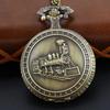 Antique Steam Locomotive Embossed Quartz Pocket Watch Steampunk Dial with Chain Necklace Pendant Jewelry Clock Gift Souvenir