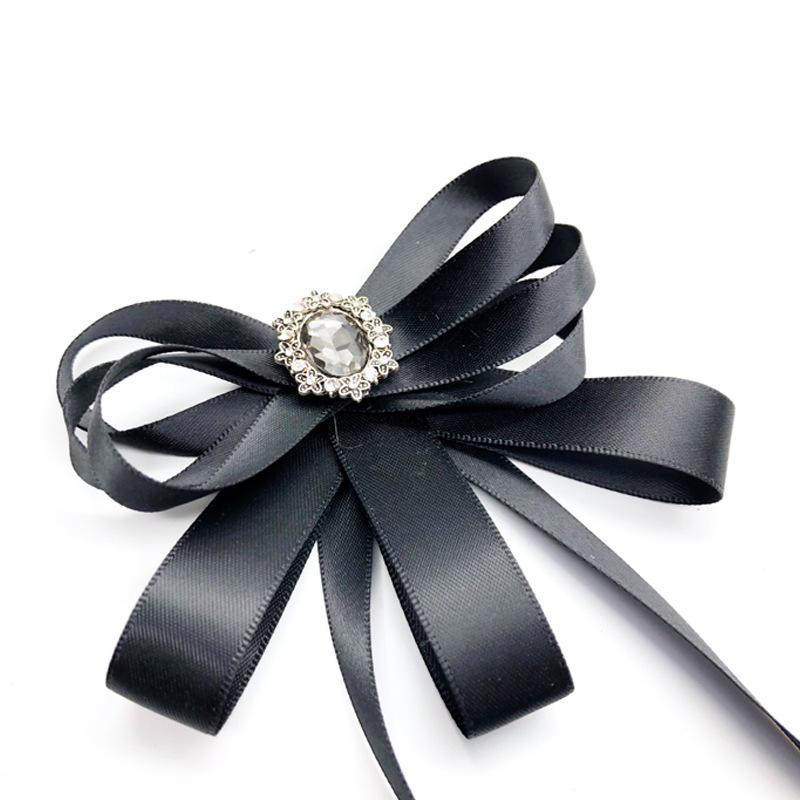 Bow Fabric For Women Ribbon Pin Brooch Crystal Stone Bowknot Retro Collar Pins Corsage Shirt Cravat Brooches Clothing AccessoriesRetro Jewelry