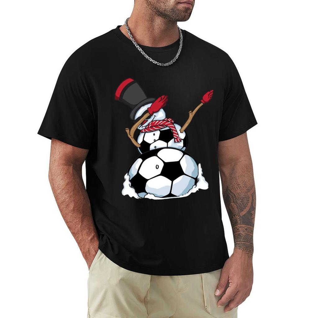 Christmas Dabbing Snowman Soccer Art - Football Lover Gift T-Shirt Sportswear T-Shirt for Men