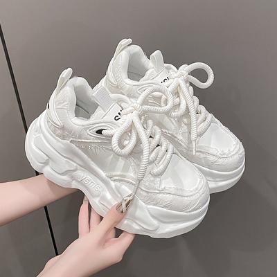 Fashion New Fashion Tide Platform Sneakers Women Lace-up Comfort Breathable 7CM Thick Bottom Sport Shoe Casual Walking Vulcanize Shoe