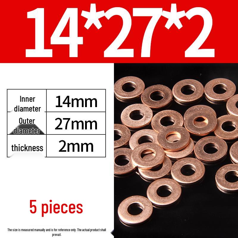 2mm Pure Red Copper Sealing Ring Marine Instrument Flat Washer