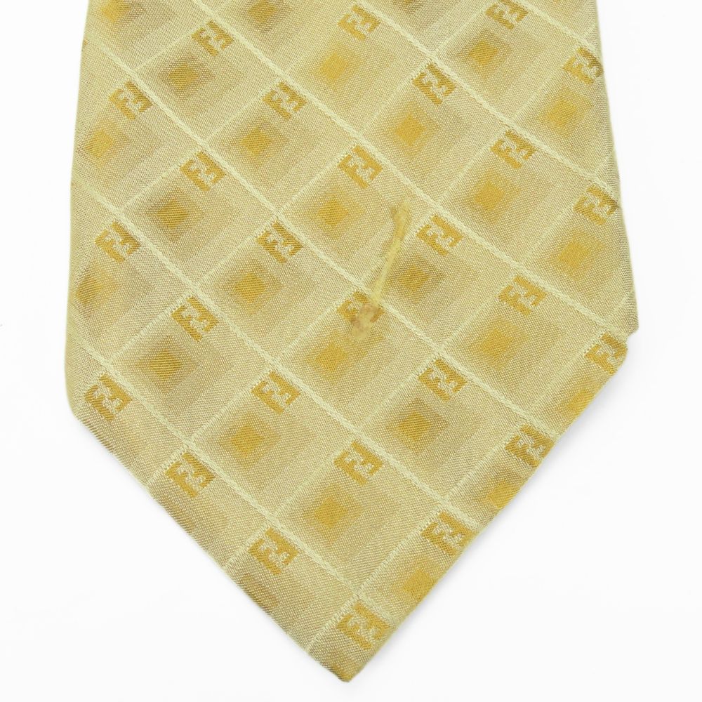 Used FENDI Tie Gloss Silk Gold Series Zucca Pattern