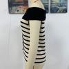 Women's Fashion Spliced Pullover Striped Off Shoulder Short Sleeve Sweater Top