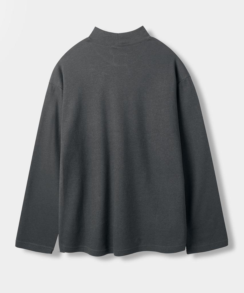 Dimiteulibeullaeg Comfort Half Mock Neck Knit T-Shirt_Charcoal