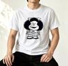 Mafalda Fan Geschenk T-Shirt Vintage Comic-Strip Hintergrund Grafik Unisex Weiche Baumwolle Rundhals Lässige Tägliche Oberteile