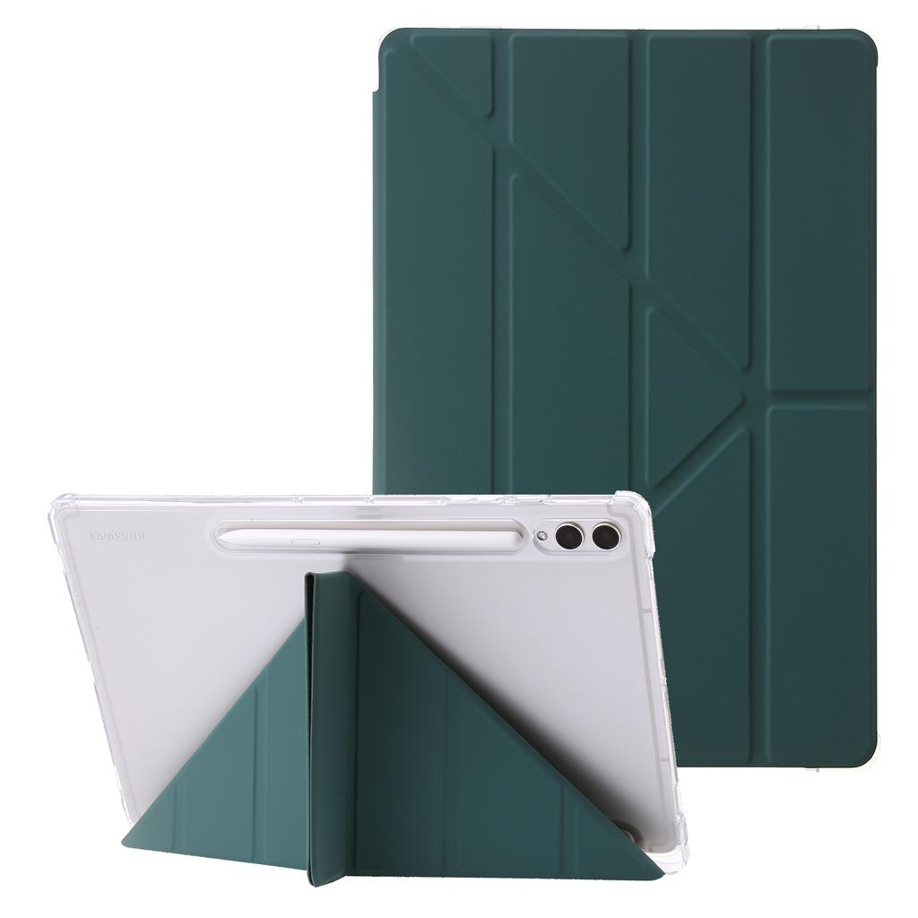 For Samsung Galaxy Tab S10+ Case PU Leather Origami Stand Clear Tablet Cover