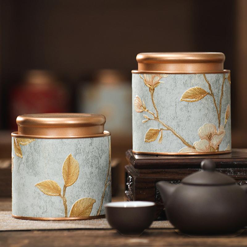 Empty Tea Tin Can Household Green Black Tea Sealed Jar Portable Home Small Tea Packaging Box Tinplate Storage Can